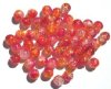 50 8mm Crystal/Cherry/Orange Crackle Beads